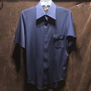 JC Penney polyester size 15 1/2 navy blue shirt